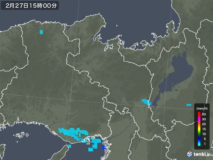 京都府の雨雲レーダー(2018年02月27日)
