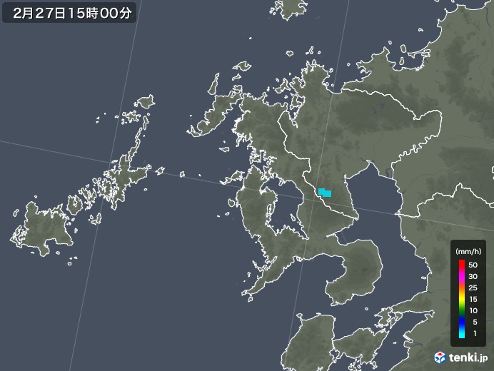 長崎県の雨雲レーダー(2018年02月27日)