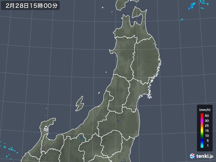 東北地方の雨雲レーダー(2018年02月28日)