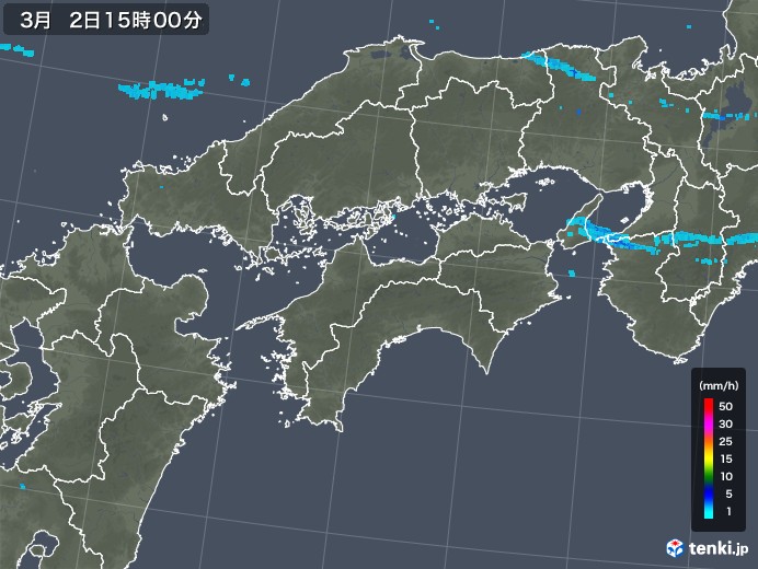 四国地方の雨雲レーダー(2018年03月02日)