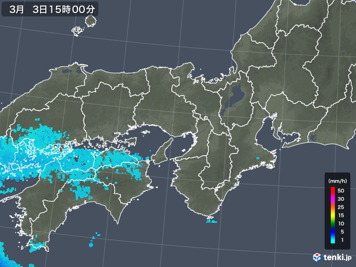 近畿地方の雨雲レーダー(2018年03月03日)