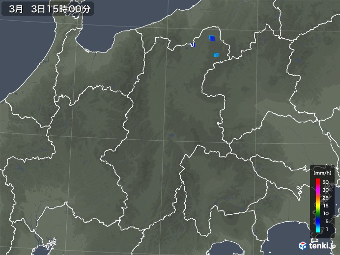 長野県の雨雲レーダー(2018年03月03日)