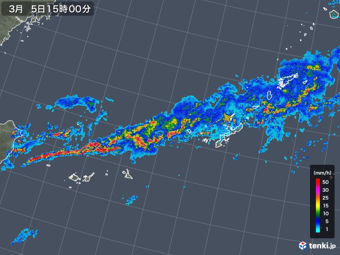 沖縄地方の雨雲レーダー(2018年03月05日)