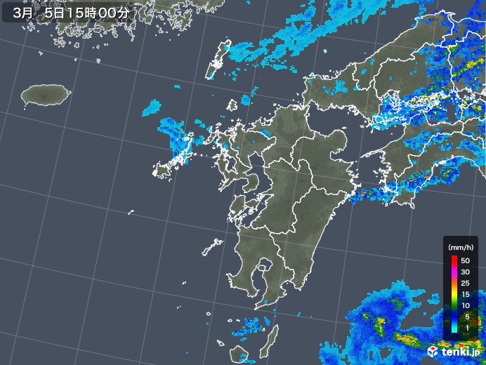 九州地方の雨雲レーダー(2018年03月05日)