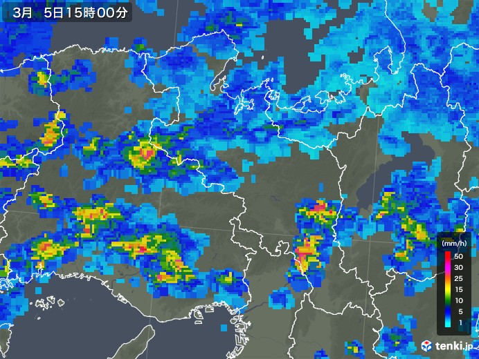 京都府の雨雲レーダー(2018年03月05日)