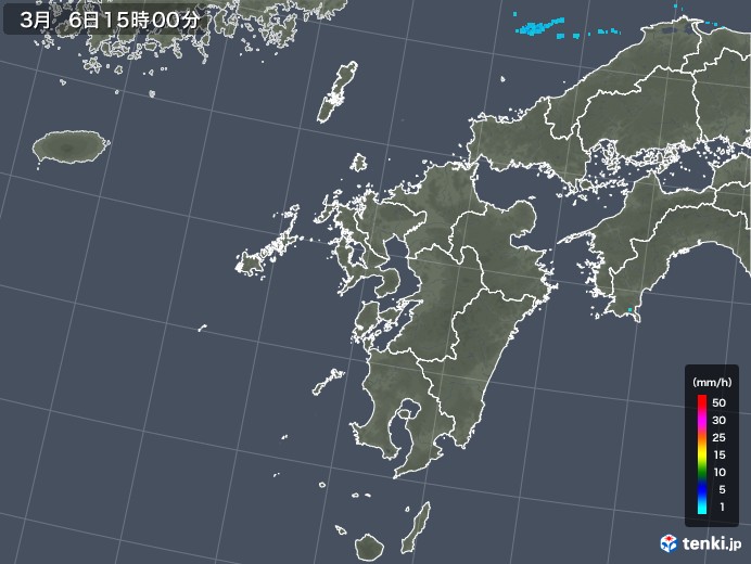 九州地方の雨雲レーダー(2018年03月06日)