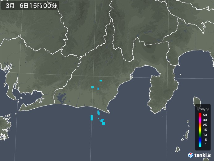 静岡県の雨雲レーダー(2018年03月06日)