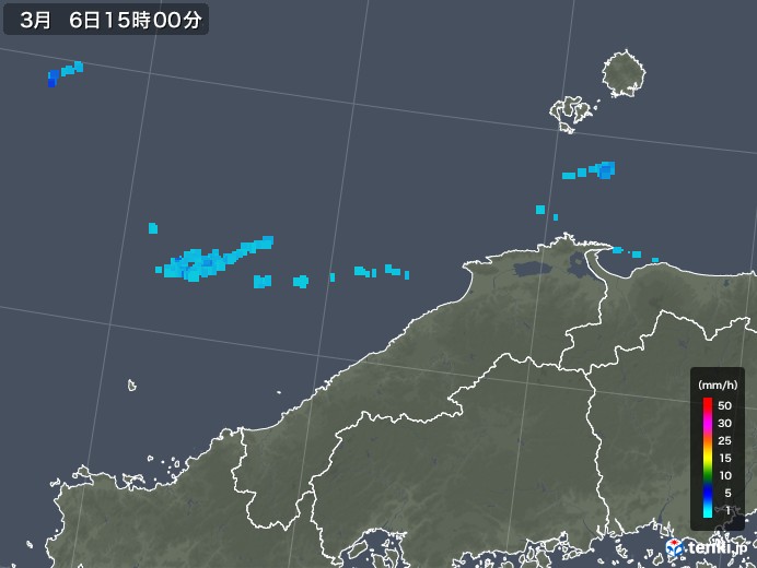 島根県の雨雲レーダー(2018年03月06日)