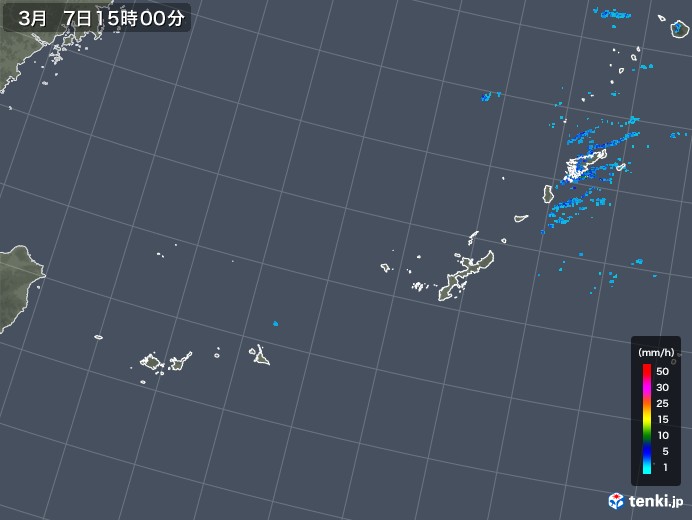沖縄地方の雨雲レーダー(2018年03月07日)