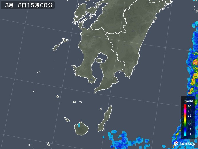 鹿児島県の雨雲レーダー(2018年03月08日)