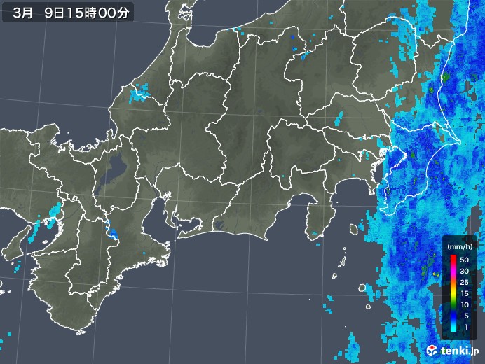 東海地方の雨雲レーダー(2018年03月09日)