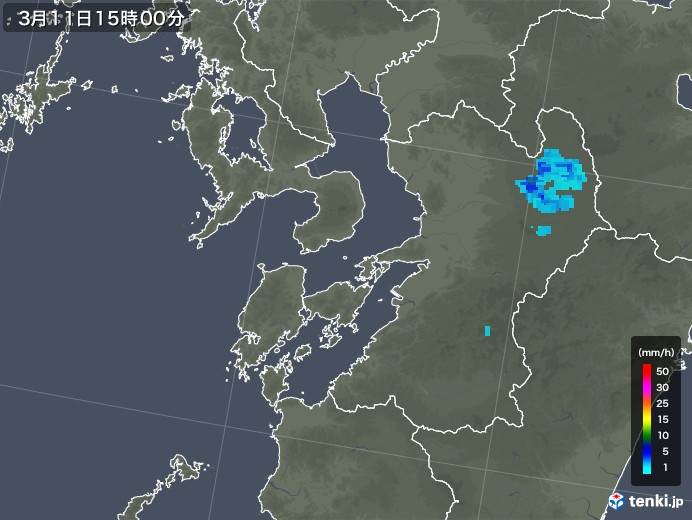 熊本県の雨雲レーダー(2018年03月11日)