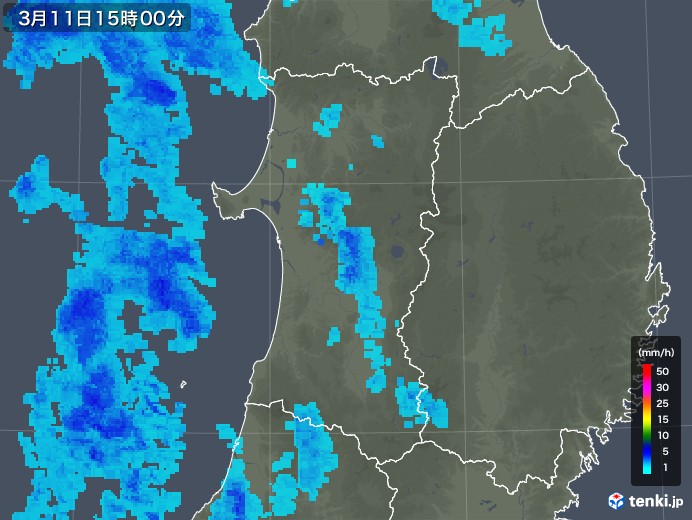 秋田県の雨雲レーダー(2018年03月11日)