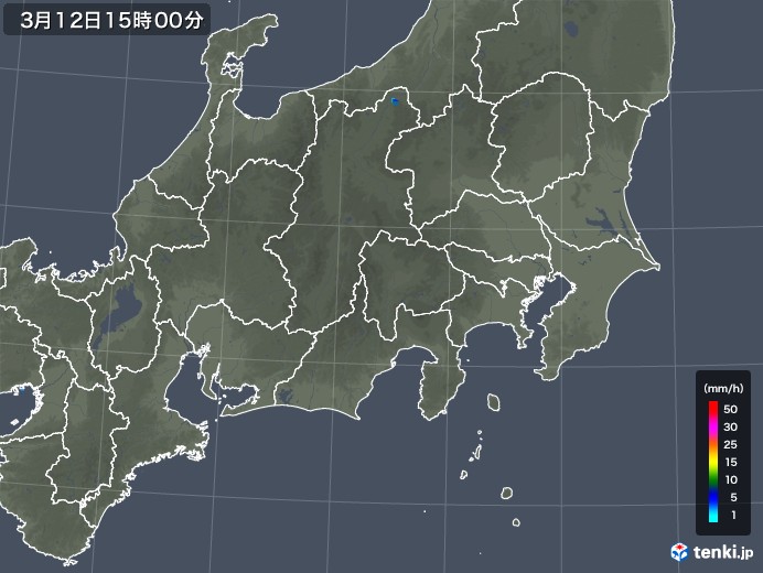 関東・甲信地方の雨雲レーダー(2018年03月12日)