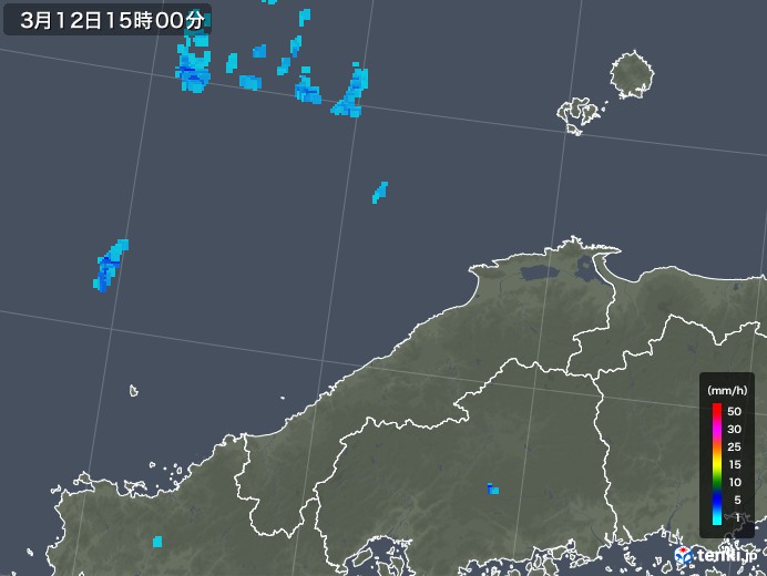 島根県の雨雲レーダー(2018年03月12日)