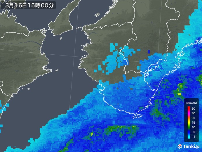 和歌山県の雨雲レーダー(2018年03月16日)