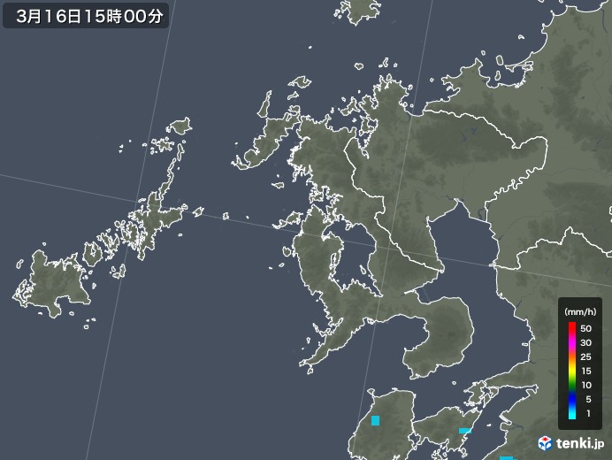 長崎県の雨雲レーダー(2018年03月16日)