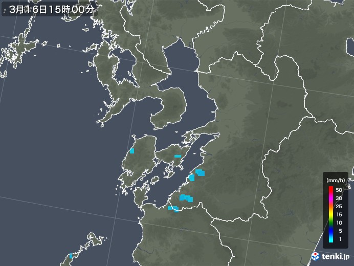 熊本県の雨雲レーダー(2018年03月16日)