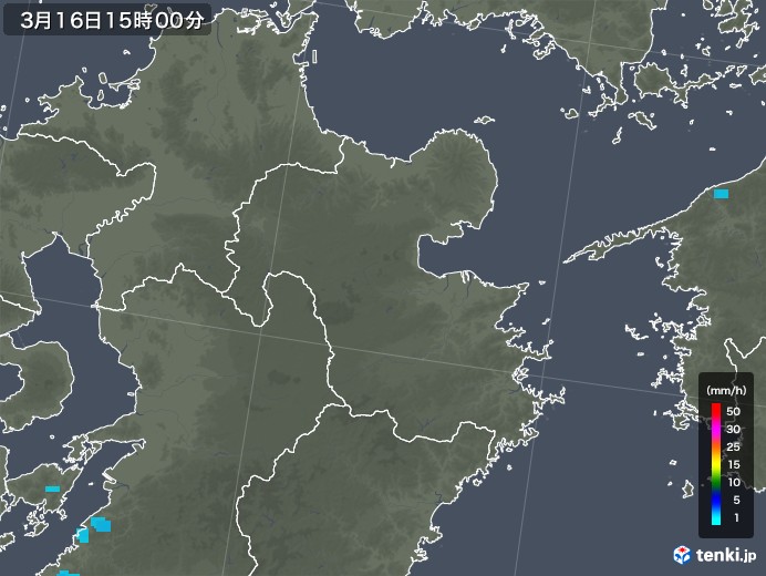 大分県の雨雲レーダー(2018年03月16日)