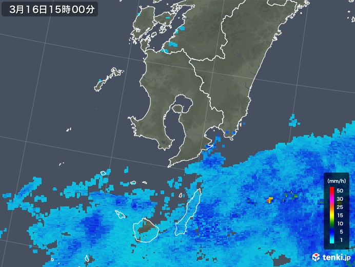 鹿児島県の雨雲レーダー(2018年03月16日)
