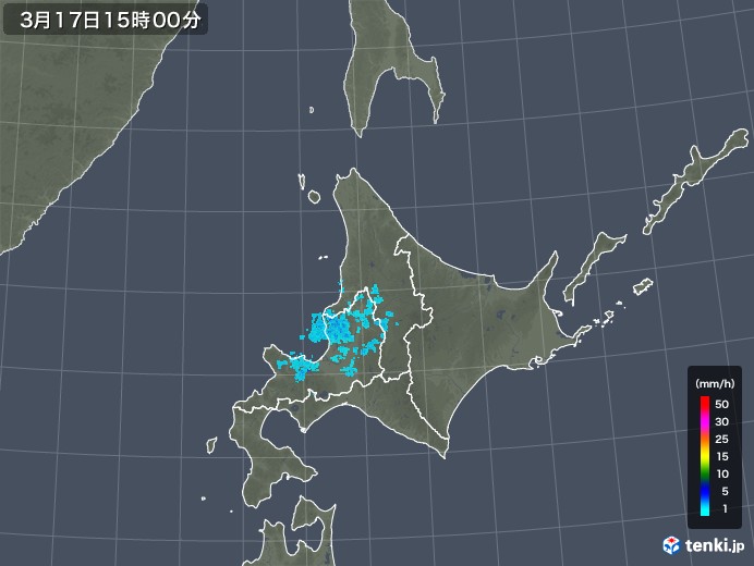 北海道地方の雨雲レーダー(2018年03月17日)