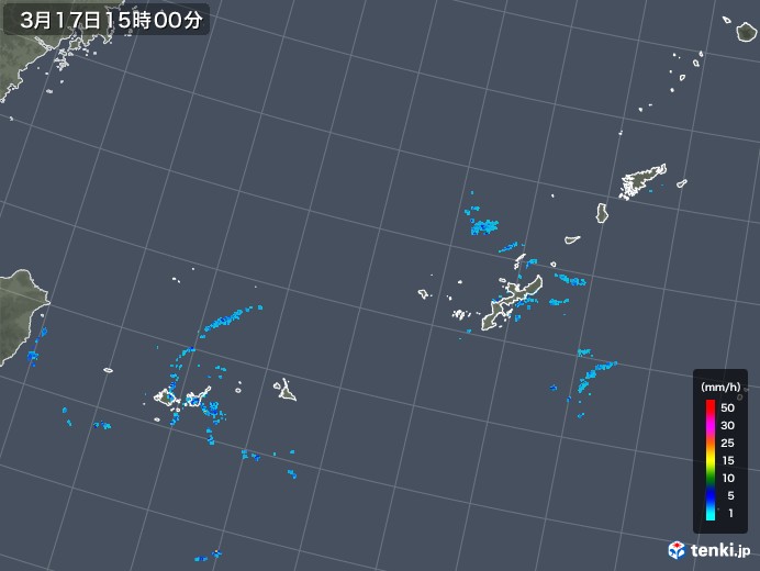 沖縄地方の雨雲レーダー(2018年03月17日)