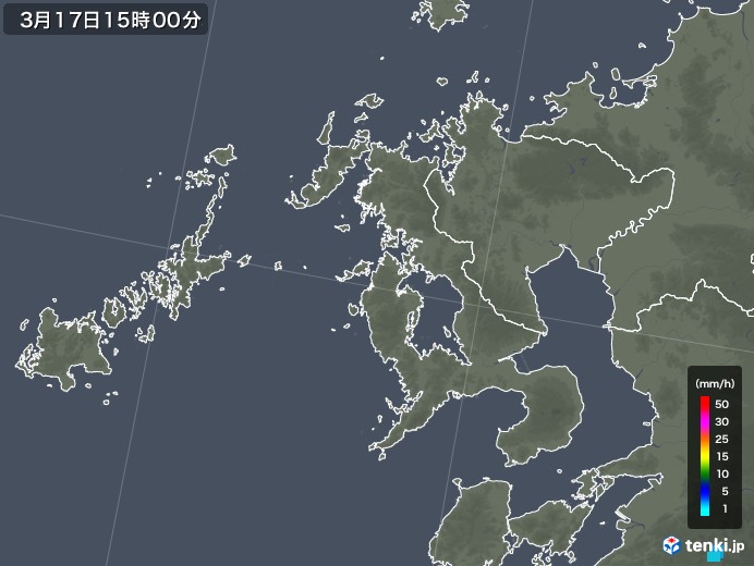 長崎県の雨雲レーダー(2018年03月17日)