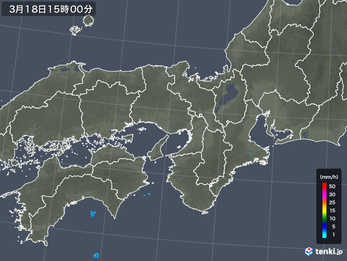 近畿地方の雨雲レーダー(2018年03月18日)