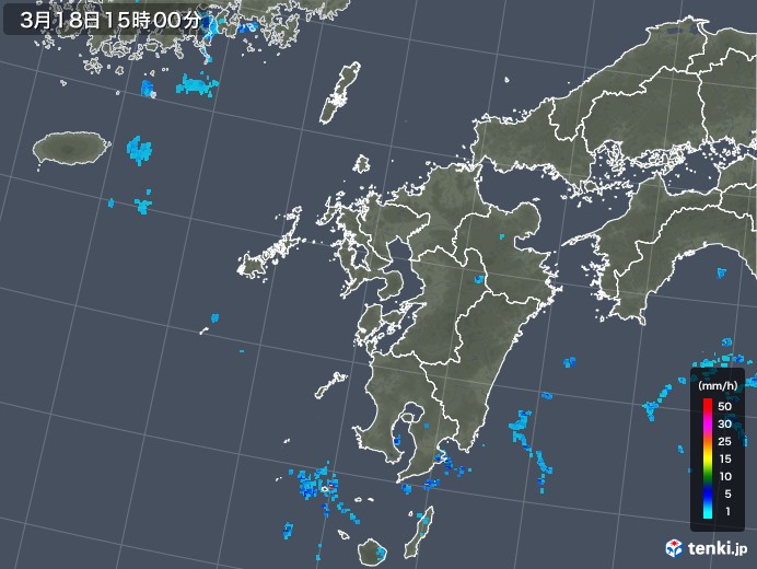 九州地方の雨雲レーダー(2018年03月18日)