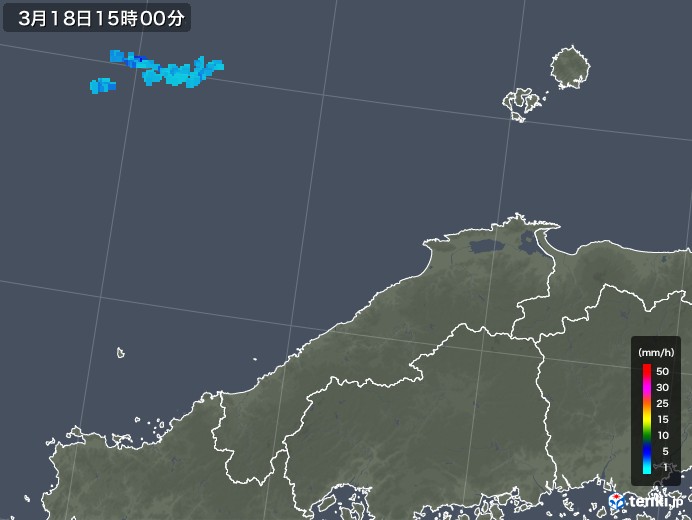 島根県の雨雲レーダー(2018年03月18日)