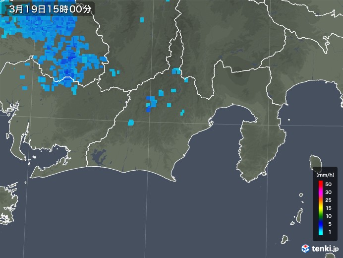 静岡県の雨雲レーダー(2018年03月19日)