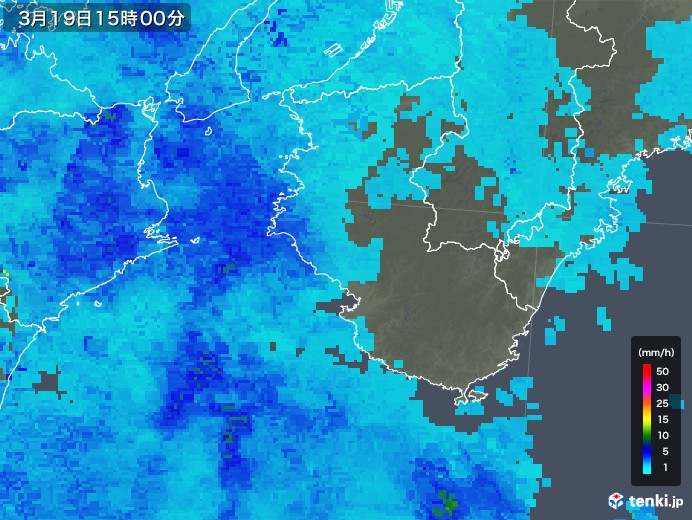 和歌山県の雨雲レーダー(2018年03月19日)