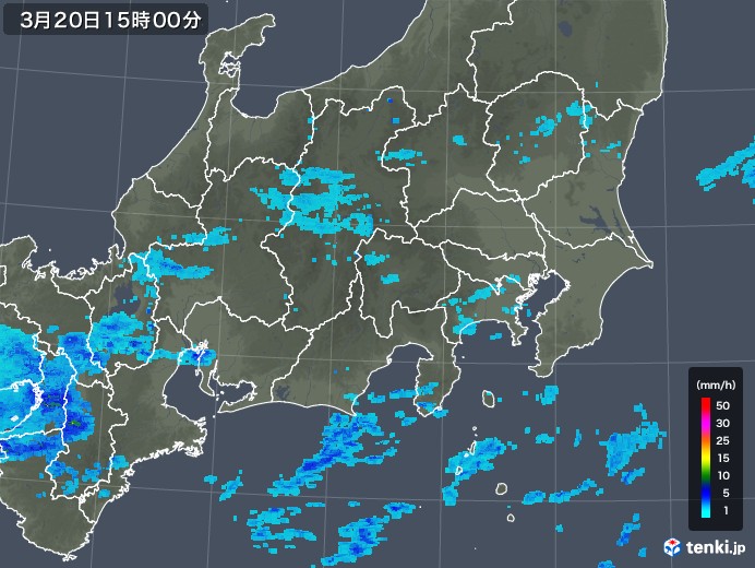 関東・甲信地方の雨雲レーダー(2018年03月20日)