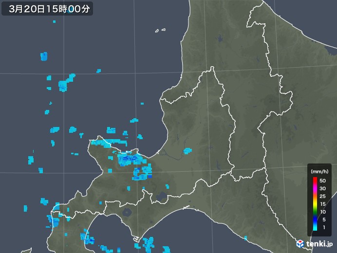 道央の雨雲レーダー(2018年03月20日)