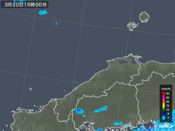 島根県の雨雲レーダー(2018年03月20日)
