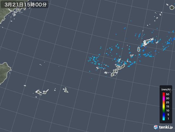 沖縄地方の雨雲レーダー(2018年03月21日)