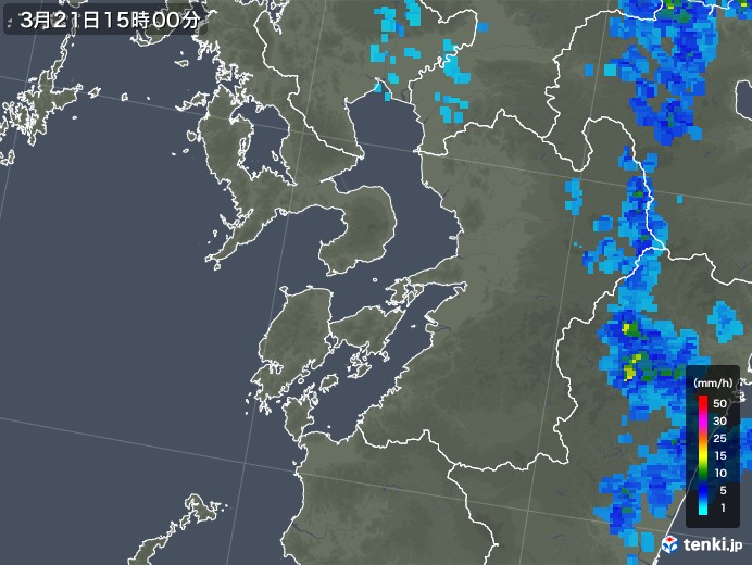 熊本県の雨雲レーダー(2018年03月21日)
