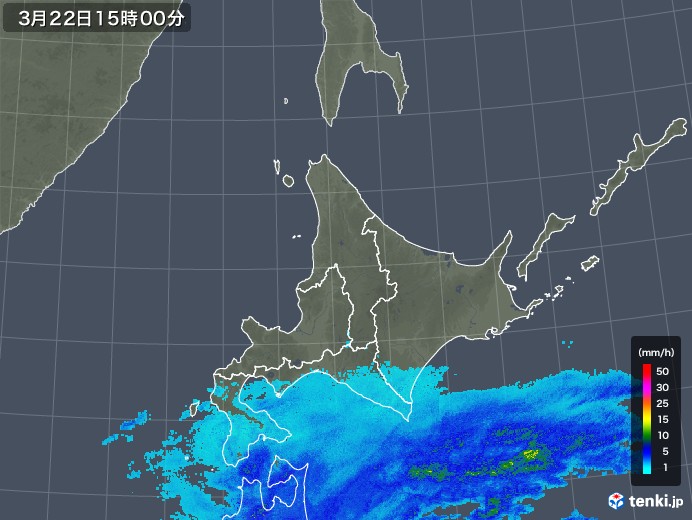 北海道地方の雨雲レーダー(2018年03月22日)