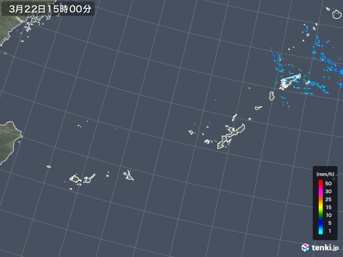 沖縄地方の雨雲レーダー(2018年03月22日)