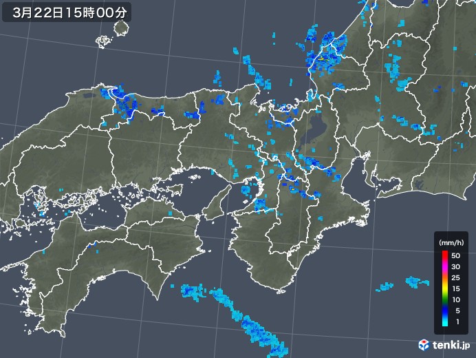 近畿地方の雨雲レーダー(2018年03月22日)