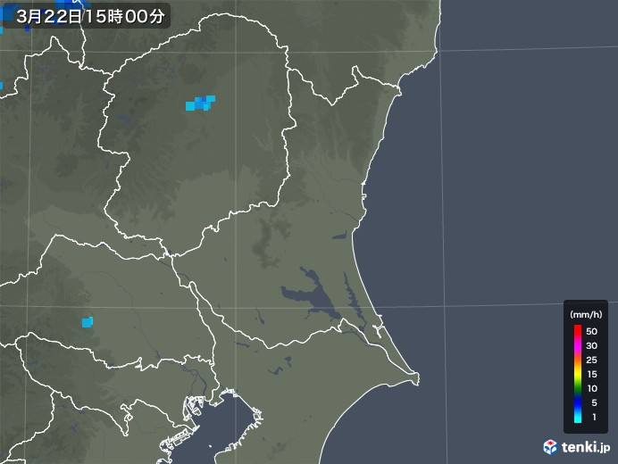 茨城県の雨雲レーダー(2018年03月22日)