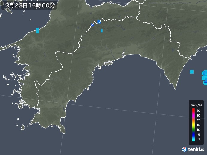 高知県の雨雲レーダー(2018年03月22日)