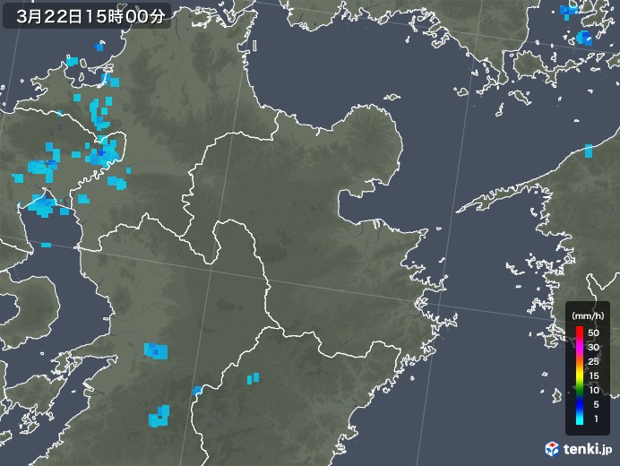 大分県の雨雲レーダー(2018年03月22日)