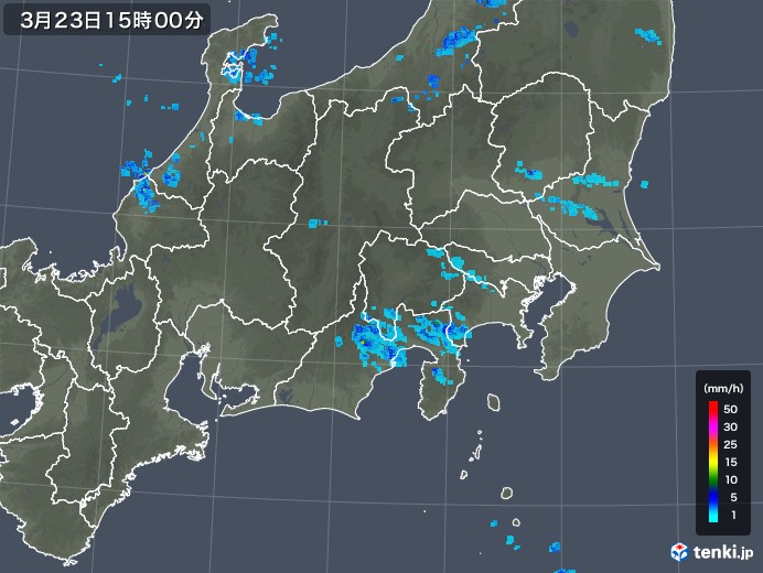 関東・甲信地方の雨雲レーダー(2018年03月23日)