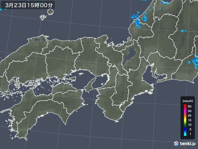 近畿地方の雨雲レーダー(2018年03月23日)