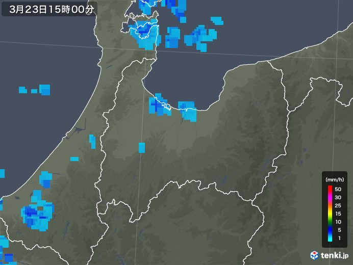 富山県の雨雲レーダー(2018年03月23日)