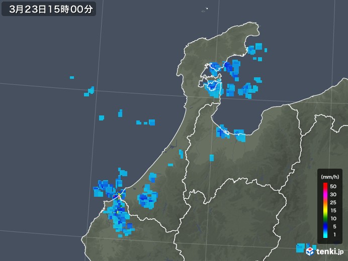 石川県の雨雲レーダー(2018年03月23日)