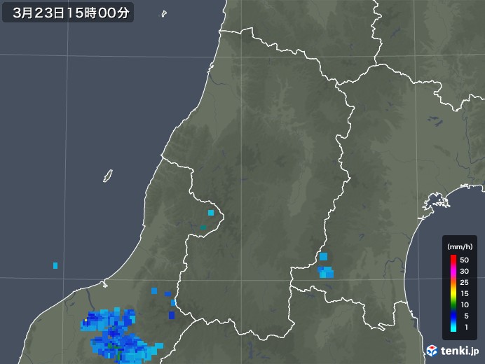 山形県の雨雲レーダー(2018年03月23日)