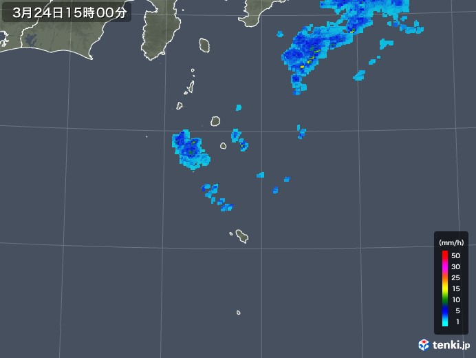 伊豆諸島(東京都)の雨雲レーダー(2018年03月24日)