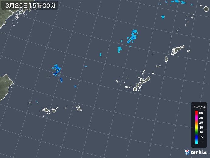 沖縄地方の雨雲レーダー(2018年03月25日)